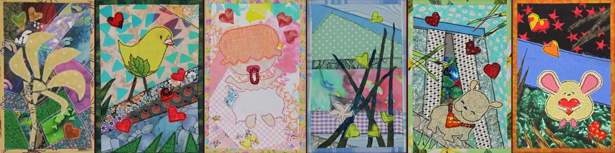 Handmade Fabric Art Greeting Cards LemonPeppo Art on Etsy