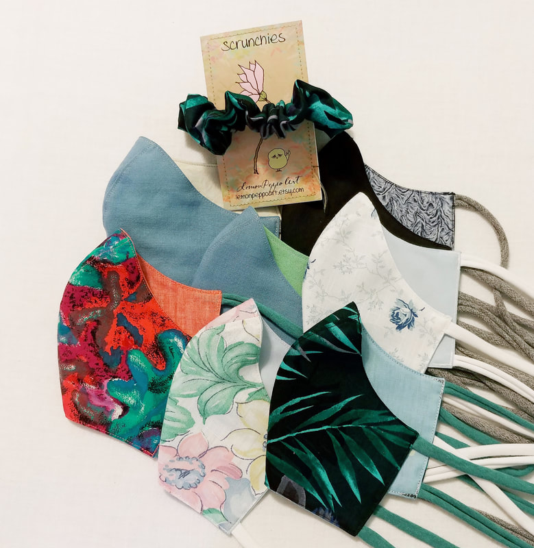 Face Masks With Cotton Ties Handmade by LemonPeppo Art 